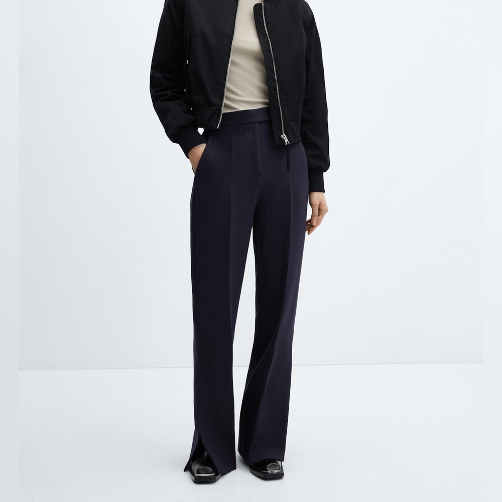 MNG by MANGO Straight trousers with openings Blue